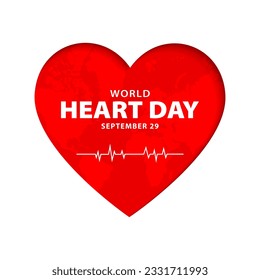 World Heart Day design, September 29. Heart care background. Vector illustration