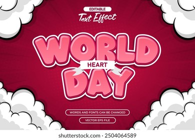 World heart day editable text effect with cloud decoration