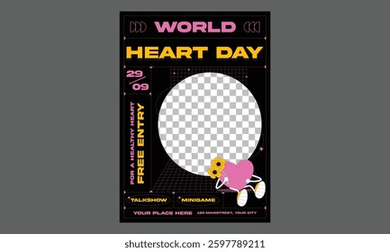 World Heart Day Flyer. World heart day with red heart and world sign. abstract vector illustration design
