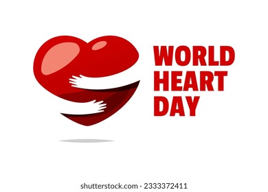 World heart day. Hands hugging heart.