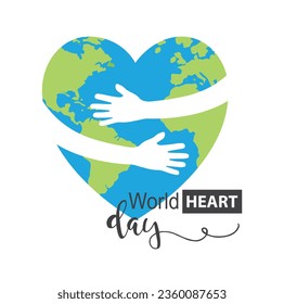 World Heart Day, hands hugging heart .