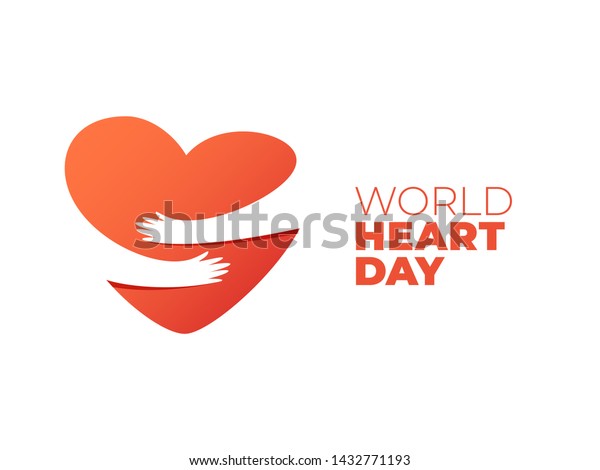 World Heart Day, hands
hugging heart symbol. Vector illustration of hands hugging heart,
Heart Care concept