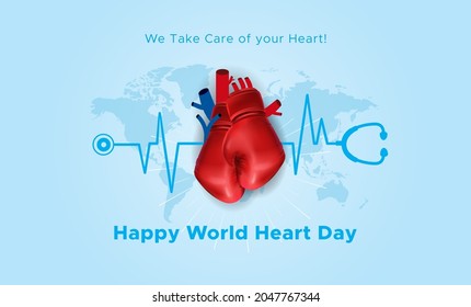 World Heart Day And Health Care Creative Background