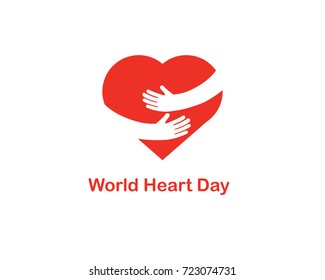 World Heart Day.  hug hand in heart shape.