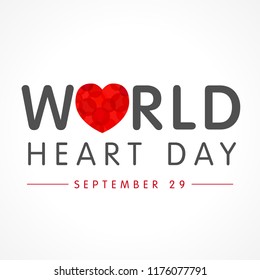 World Heart Day lettering and heart shape for poster or banner. Vector illustration