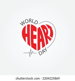 Logo Del Vector Del Día Mundial Del Corazón En La Ilustración De Forma De Amor Para El 29 De Septiembre