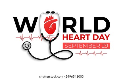 World Heart Day, observed annually on September 29th, is a global event dedicated to raising awareness about cardiovascular diseases  and promoting heart-healthy living. Vector illustration background