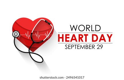 El Día Mundial del Corazón, que se celebra anualmente el 29 de septiembre, es un evento mundial dedicado a crear conciencia sobre las enfermedades cardiovasculares y promover una vida saludable para el corazón. Fondo de Ilustración vectorial