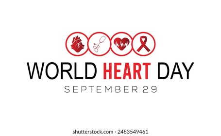 El Día Mundial del Corazón se celebra cada año en septiembre. Diseño de Anuncio Diseño de Ilustración vectorial de Plantilla Diseño de fondo.