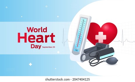 World Heart Day on september 29 business brochure flyer banner design horizontal template vector, cover presentation abstract, modern publication poster and flag-banner.