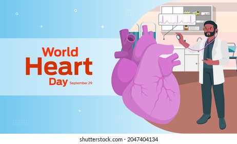 World Heart Day on september 29 business brochure flyer banner design horizontal template vector, cover presentation abstract, modern publication poster and flag-banner.