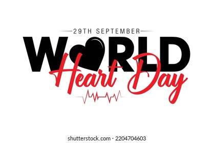 World Heart Day With Red Heart Design Template. World Heart Day Template Design