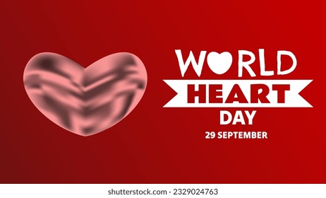 World heart day with red heart and world sign background, World Heart Day concept