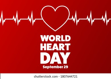 World Heart Day. September 29. Holiday concept. Template for background, banner, card, poster with text inscription. Vector EPS10 illustration