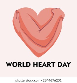 World Heart Day. heart shaped hand hug illustration concept