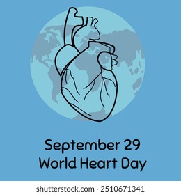 World Heart Day, Simple square banner or poster vector illustration on medical theme