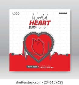 World heart day social media post square web banner