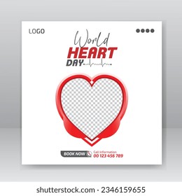 World heart day social media post square web banner