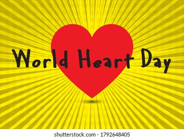 World Heart Day With Sunburst Background