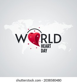 World Heart Day typographic lettering with 3d heart and star shapes. World Heart Day banner design.