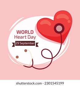 World Heart Day Unique Vector. With Stethoscope Background. Creative icon.