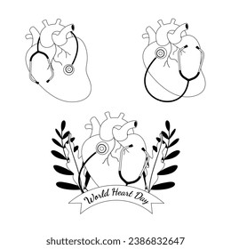 World Heart Day Vector Art. Simple designs Heart Day Celebration