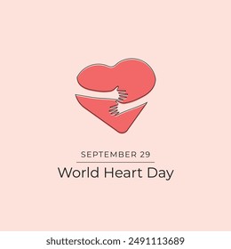 Plantilla de diseño de Vector del Día Mundial del Corazón buena para uso de celebración. Día Mundial del Corazón. Dibujo de línea continua. eps 10.