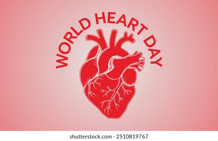 Icono del Vector del día mundial del corazón. Icono del día del corazón. Variación de color rojo y blanco.	
