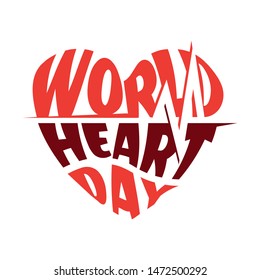 World Heart Day Vector illustration stylish lettering background