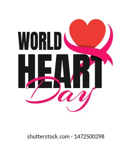 World Heart Day Vector illustration stylish lettering background
