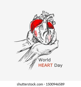 World heart day vector illustration. 
Minimalist design. The vector concept hand sketch.