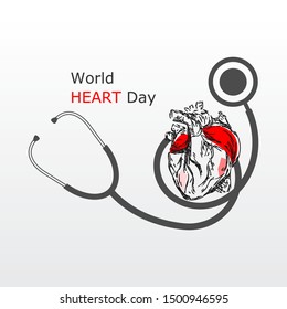 World heart day vector illustration. 
Minimalist design. The vector concept hand sketch.