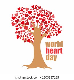 world heart day vector illustration, love vector, tree vector, heart vector illustration