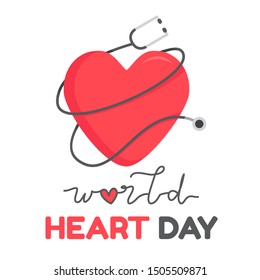 World Heart Day Vector Illustration On White Background