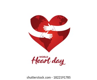 World heart day Vector illustration with red heart and world sign vector design. World heart day concept- thanks doctor for save our life.