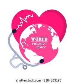 Ilustración vectorial del Día Mundial del Corazón sobre fondo blanco