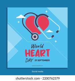 world heart day vector illustration. heart and stethoscope background