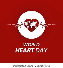 Ilustración vectorial del Día Mundial del Corazón – 29 de septiembre Anuncio de concientización sobre la salud, póster, tarjeta de felicitación y diseño de fondo.