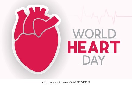 World Heart Day Vector Illustration – September 29 Health Awareness Banner, Poster, Greeting Card and Background Design.