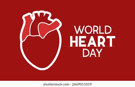 World Heart Day Vector Illustration – September 29 Health Awareness Banner, Poster, Greeting Card and Background Design.