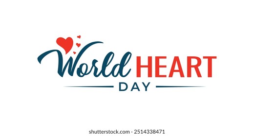 World Heart Day Vector Logo Design, Modern handwritten Heart Day Logo, Love Heart design
