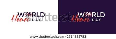 World Heart Day Vector Logo Design, Modern handwritten Heart with world or earth shape Logo, Love, Heart, Heartbeat, world logo design