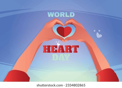 World Heart Day, Young women make hands-shaped hearts.