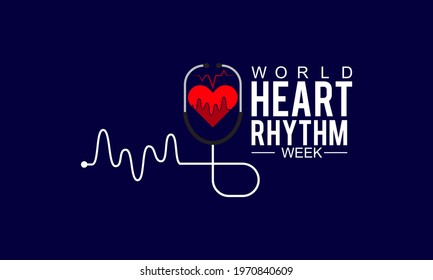 World Heart Rhythm Week Awareness Concept Observed on June Every Year. Template for background, Banner, Poster, Card Awareness Campaign.