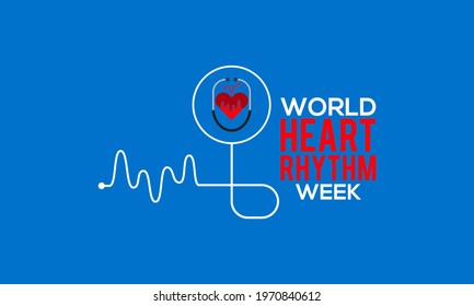 World Heart Rhythm Week Awareness Concept Observed on June Every Year. Template for background, Banner, Poster, Card Awareness Campaign.