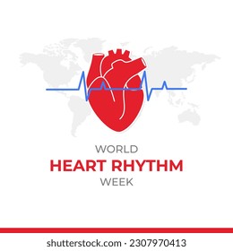 World Heart Rhythm Week in June vector illustration