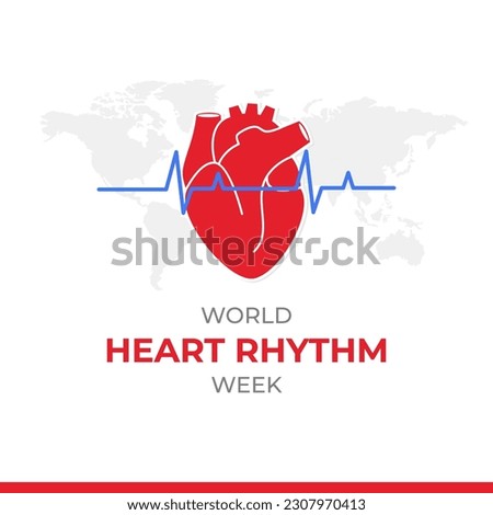 World Heart Rhythm Week in June vector illustration
