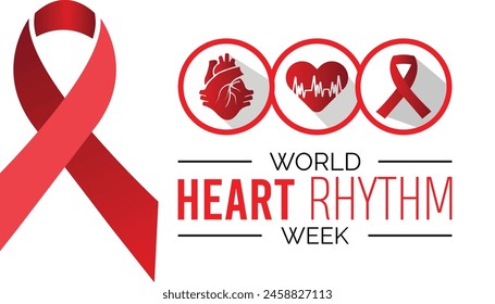 World Heart Rhythm Week observed every year in June. Template for background, banner, card, poster with text inscription.