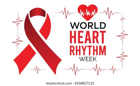 World Heart Rhythm Week observed every year in June. Template for background, banner, card, poster with text inscription.