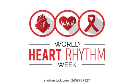 World Heart Rhythm Week observed every year in June. Template for background, banner, card, poster with text inscription.